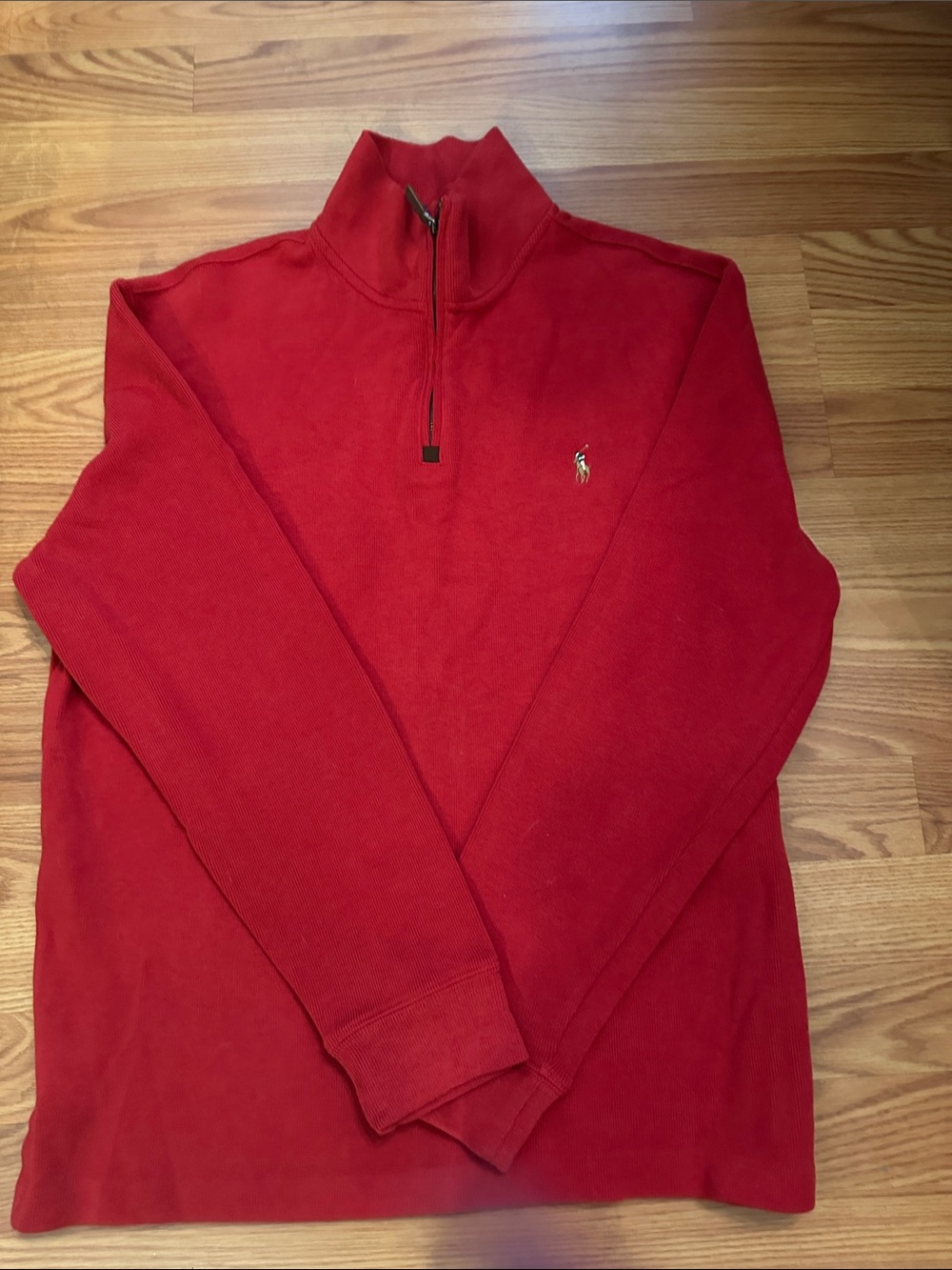 Polo by Ralph Lauren Red Quarter-Zip Sweater with Pony Logo